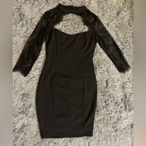 Venus woven midi dress with eyelash lace sleeves size S no tags